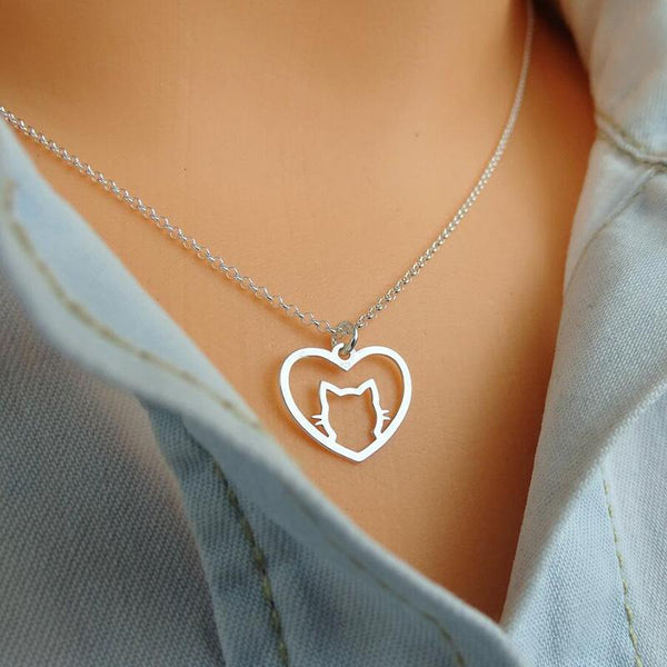 I Love Cats Heart Necklace