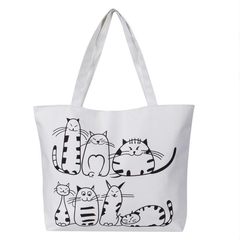 Canvas Cat Shopping Bag