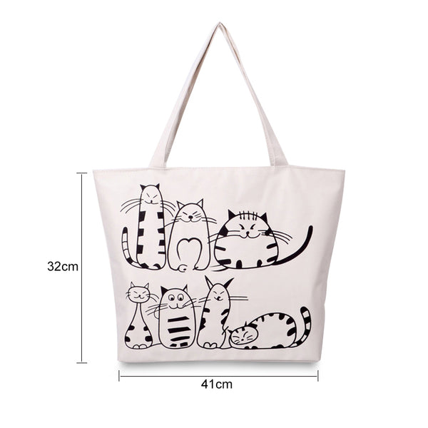 Canvas Cat Shopping Bag