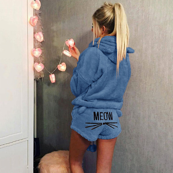 Velvet Pajamas Set - Cat Design